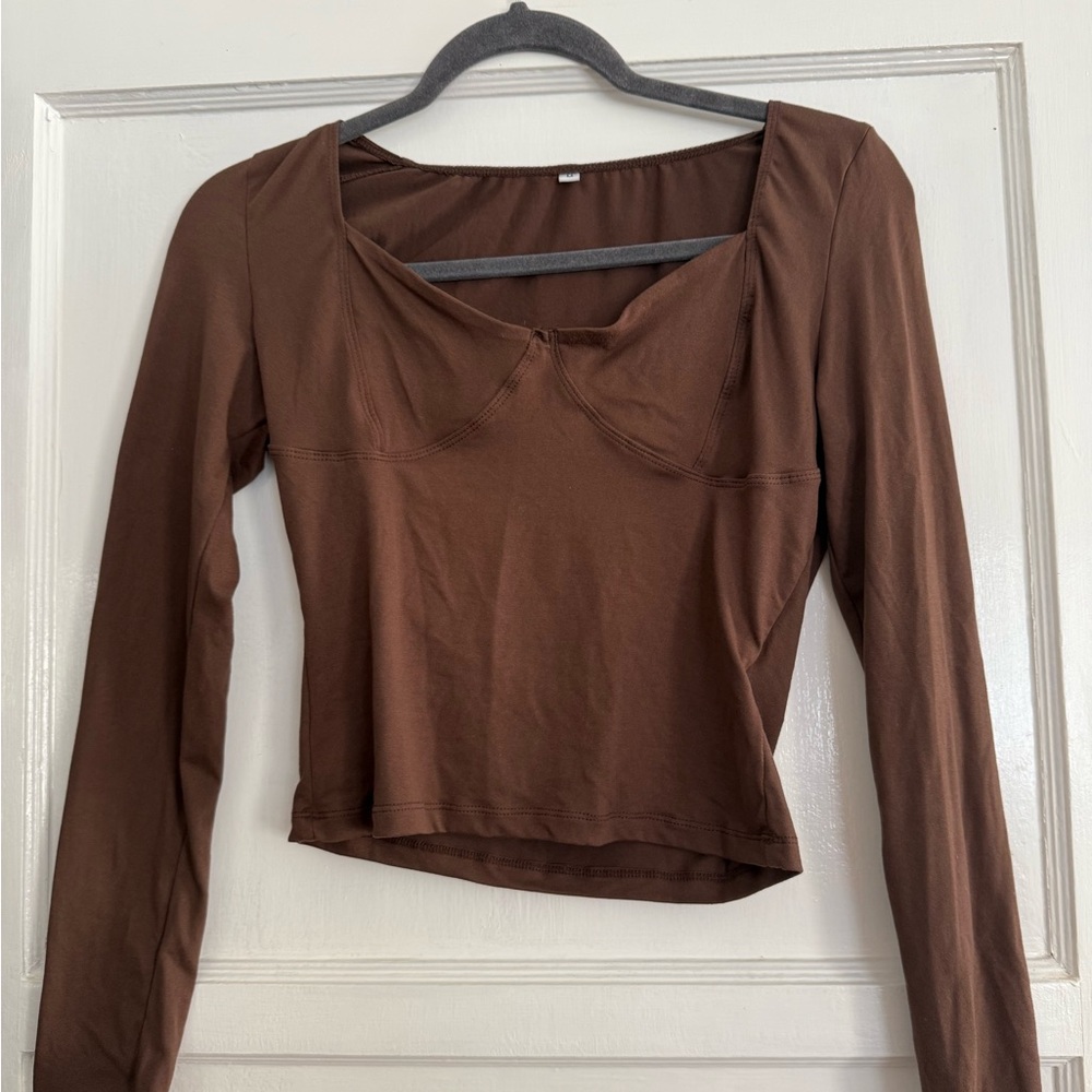 Amazon Women's Chocolate Brown Long Sleeve Top